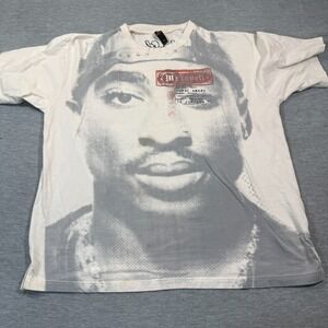 Makaveli Shirt Men XXL White Tupac Shakur 2Pac Graphic All Over Print Vintage Te